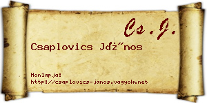 Csaplovics János névjegykártya