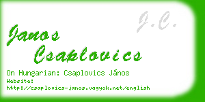 janos csaplovics business card