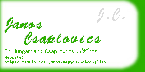 janos csaplovics business card